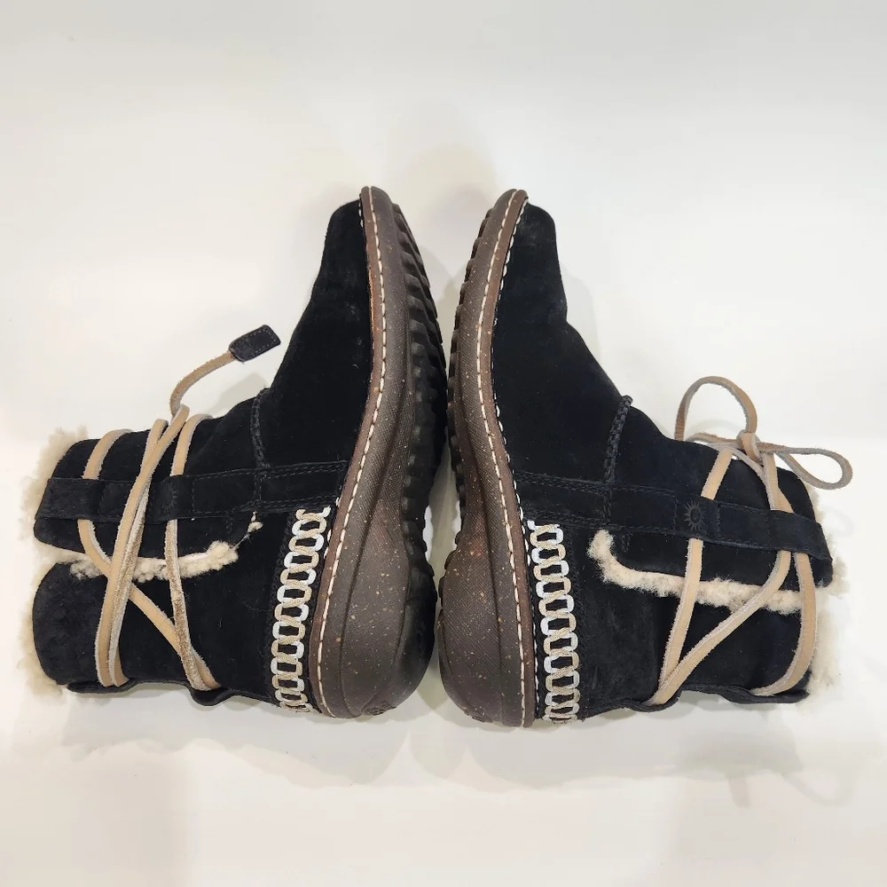 UGG Australia RARE Navy Suede Sunburst Lace Up Boots Women's 6